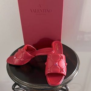 VALENTINO ROMAN STUD NAPA SLIDE SANDALS